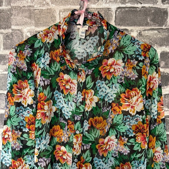 River Island floral print blouse green floral button down - Picture 3 of 10